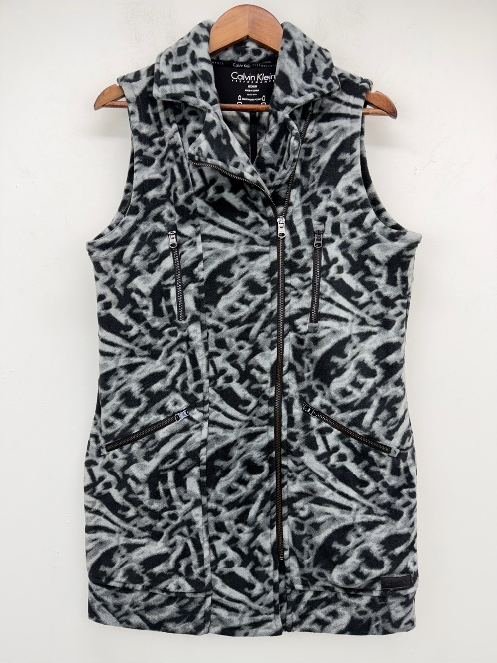 Calvin Klein Performance size Medium Women’s Black Gray Fleece Full Zip Vest